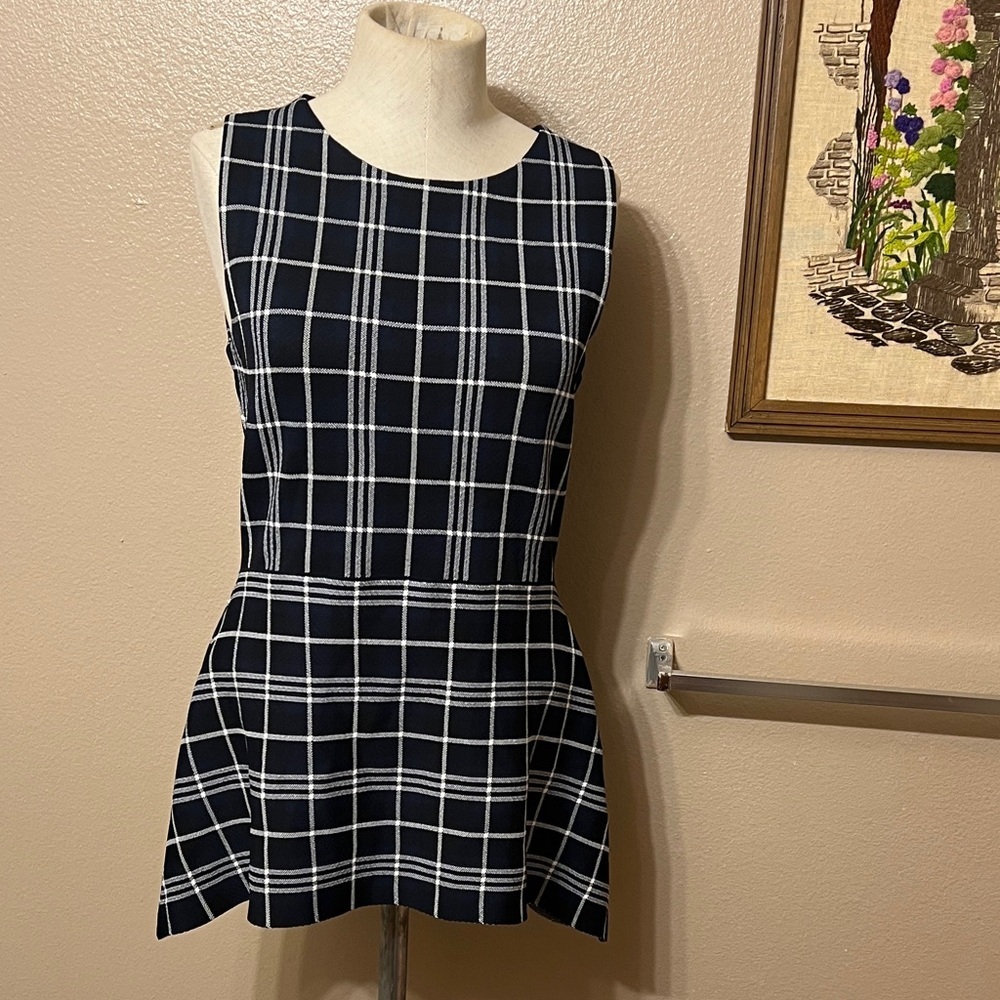 Theory Kalora Lustrate Plaid Sleeveless Peplum Top M NWOT
